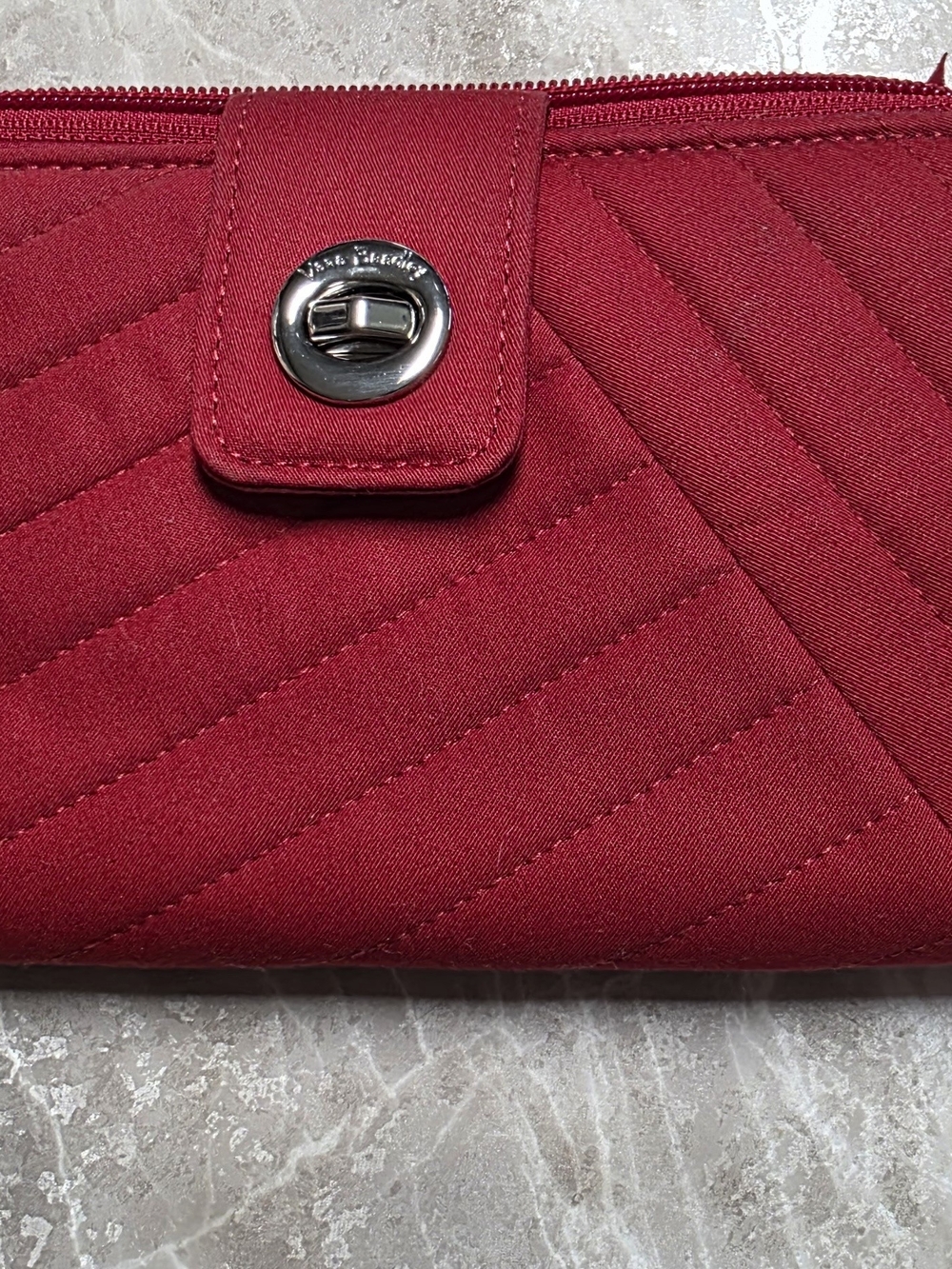 Red Quilted Vera Bradkey Women’s Wallet with Turn-Lock Closure